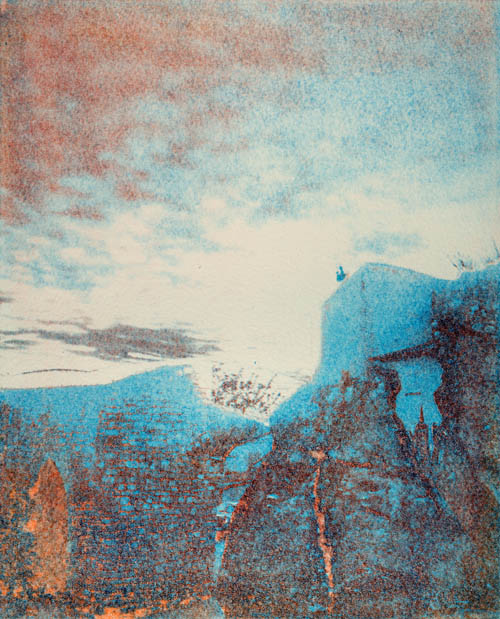 Amy Ernst - Within the Ancient Walls (Winter) - 2014 unique solar plate etching